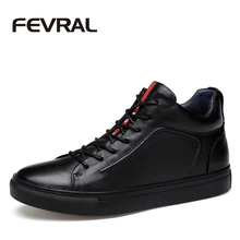 FEVRAL Winter Männer Stiefel Hochwertigem Echtem Leder Stiefeletten plüsch Runde kappe Freizeitschuhe Männer Warme Fashion Boots Big größe