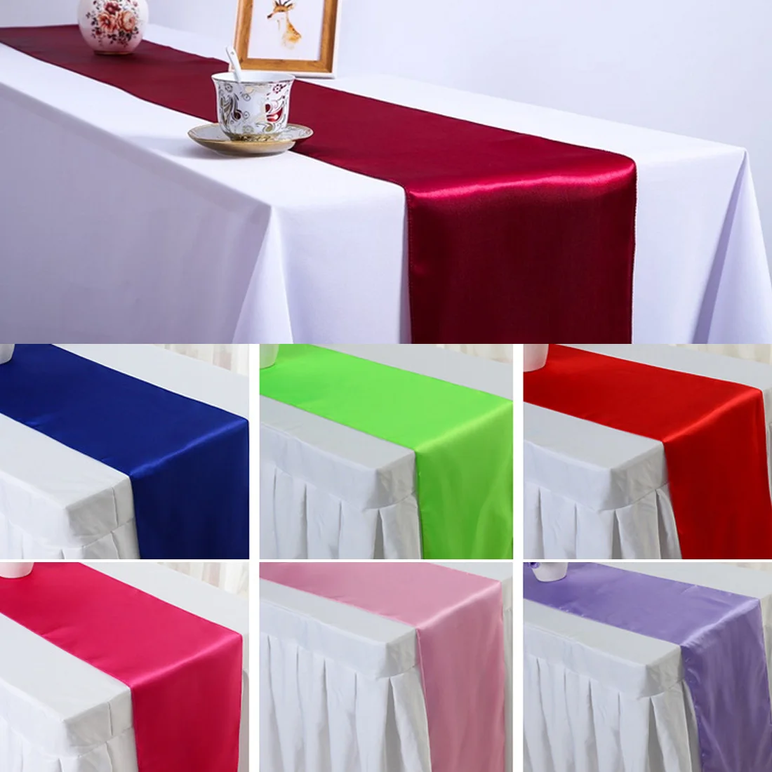 

23 Colors 30cmx250cm Satin Table Runners For Wedding Party Decoration Modern Table Runner New Year Decoration For Home