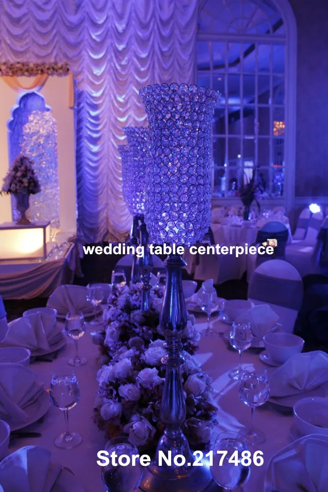 crystal candelabra centerpiece with flower bowl , crystal ball wedding