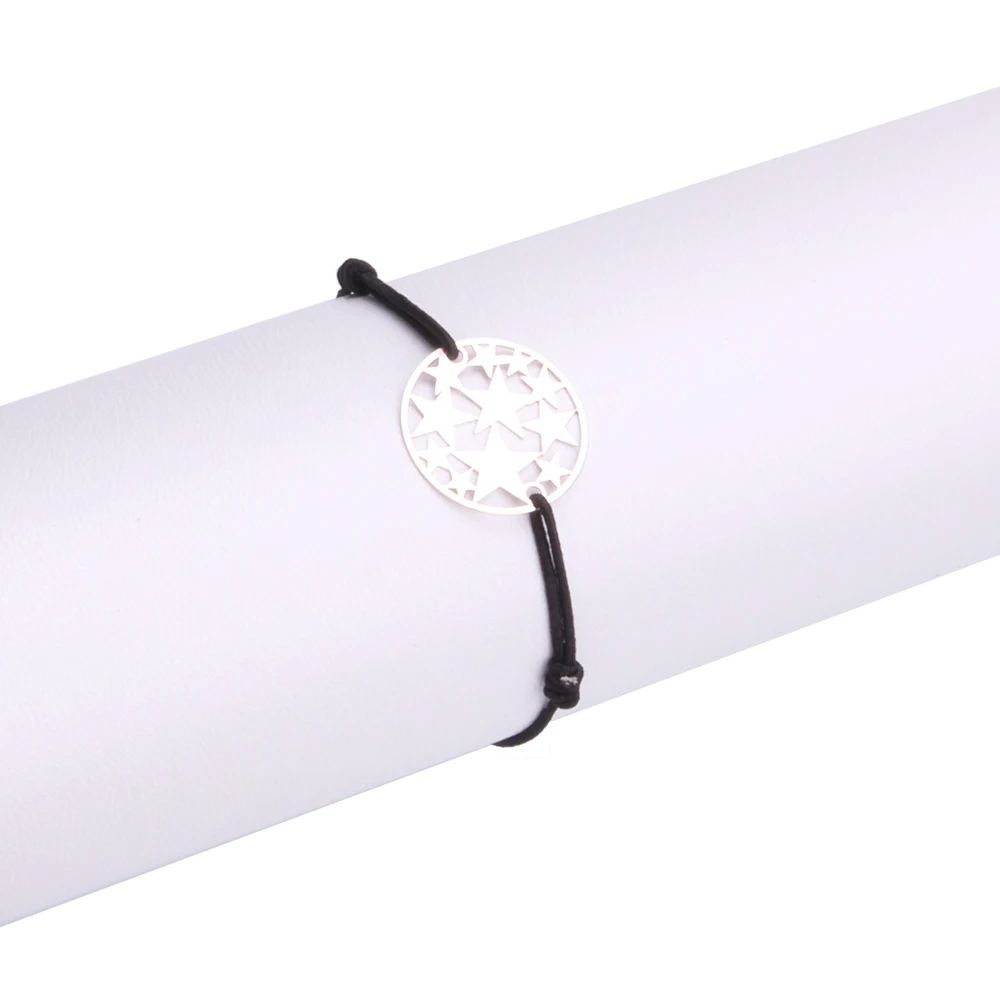 

Star Round Chip Charm Stretch Bracelet 2019 Most Fashion Chic Black Elastic Thread Jewery String Bracelet Femme Homme Cordon Her