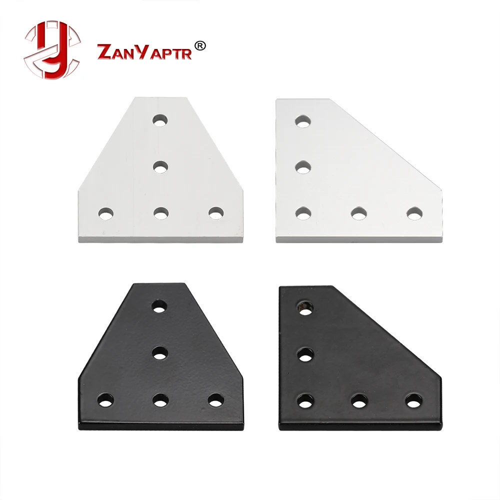 60 perfiles de aluminio 60 x 60 placa de uni/ón negro Placa de conexi/ón placa de uni/ón de impresora CNC 3D 90 grados L//T con 5 agujeros