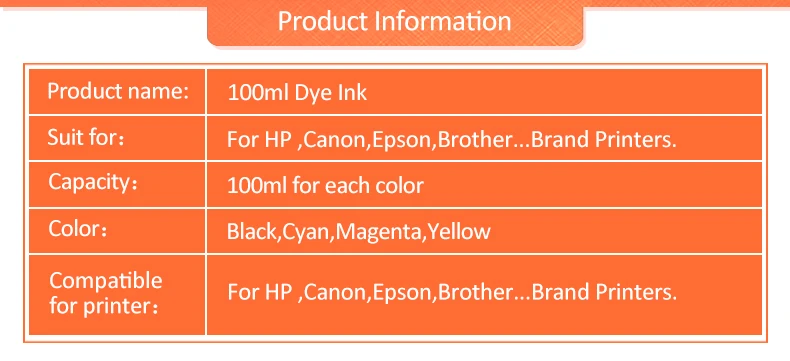 Набор чернил для принтера ICEHTANK для hp для Canon для Epson для Brother, струйный картридж, СНПЧ, УНИВЕРСАЛЬНЫЙ РЕЗЕРВУАР, 100 мл, флакон, краситель, чернила