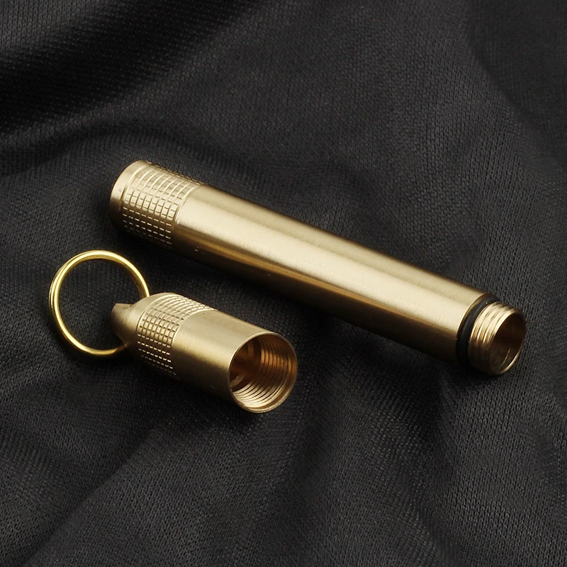 Brass Seal Bottles Waterproof Canister Keychain Toothpick Bottle Outdoor Camping Tool 5
