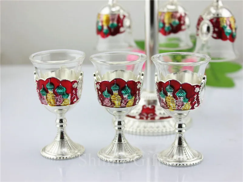 Блестящие подарки Россия замок дизайн эмалированные 6 шт чашки домашние декоративные свадебные держатель