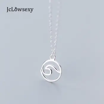 

Real 925 Sterling Silver Simple Geometric Circle Wave Necklaces & Pendants For Women Girls Fashion Jewelry Accessories Gift