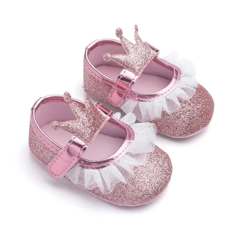 

Baby Girl Spring Summer Shoes Lace PU Leather Princess Baby Crown Shoes First Walkers Newborn Moccasins For Girls