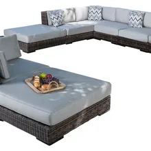 Открытый 8 шт светло-коричневый Плетеный алюминиевый секционный диван