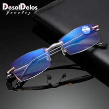 Ультралегкие очки без оправы для чтения, женские и мужские прозрачные линзы, анти-Blu-Ray компьютерные очки, очки для пресбиопии, диоптрий