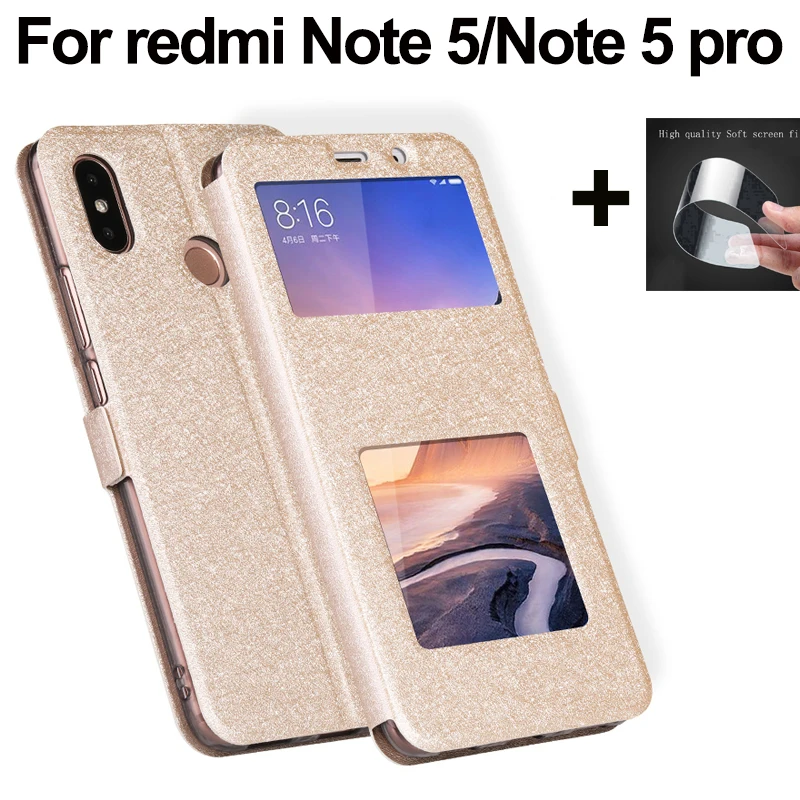 Чехол для xiaomi redmi Note 5 5pro кожаный чехол книжка с открытым окном pro чехлы Note5