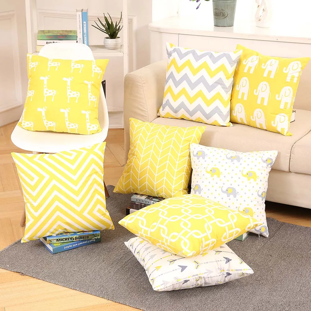 

Drop Ship Double Side Print Supersoft Pillow Cover Yellow Cushion Cover Home Decor Pillow Decorative Throw Pillows Pillow Case