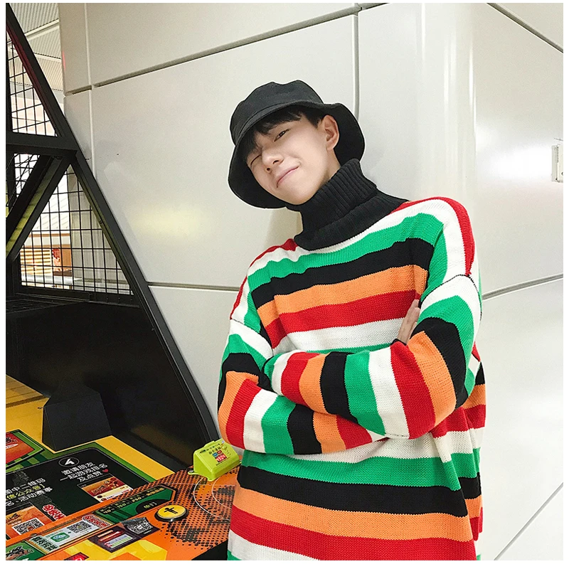 Korean Oversized Sweater Men Plaid  (6)