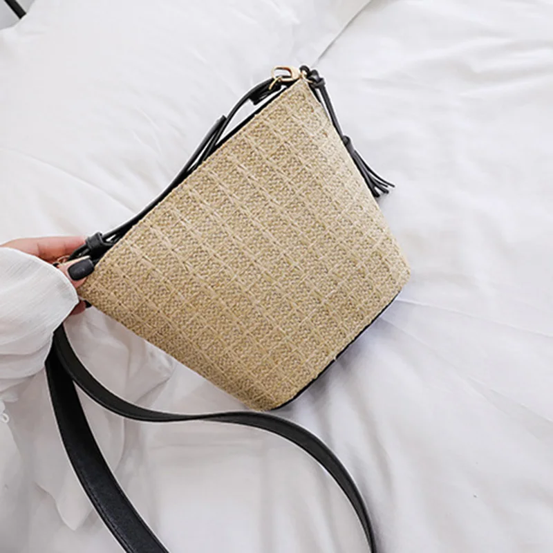 Women Tassel Beach Straw Bag Bohemian Female Summer Holiday Handbag Fashion Woven Lady Shoulder Bag Travel Mini Crossbody SS3272 (10)
