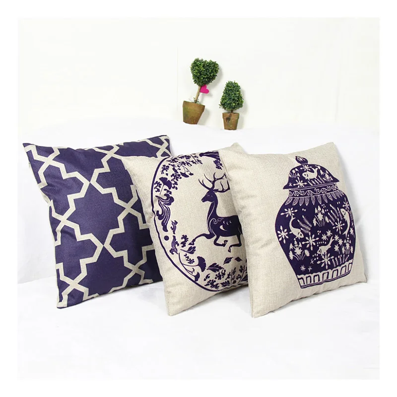 

China blue print dining chair cushion 45x45cm car seat cushions Home decorative pillow for sofa coussin de salon
