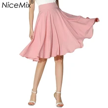 NiceMix летняя юбка с высокой талией Женская Повседневная элегантная юбка в стиле бохо женская s плотная Плиссированная Юбка Femme