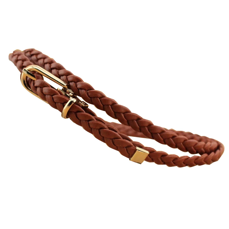 

Litthing Hot Sell Woven Knitted Womens Belt New Style Candy Colors Women Pu Leather Rope Braid Belt Female Dress Belt New