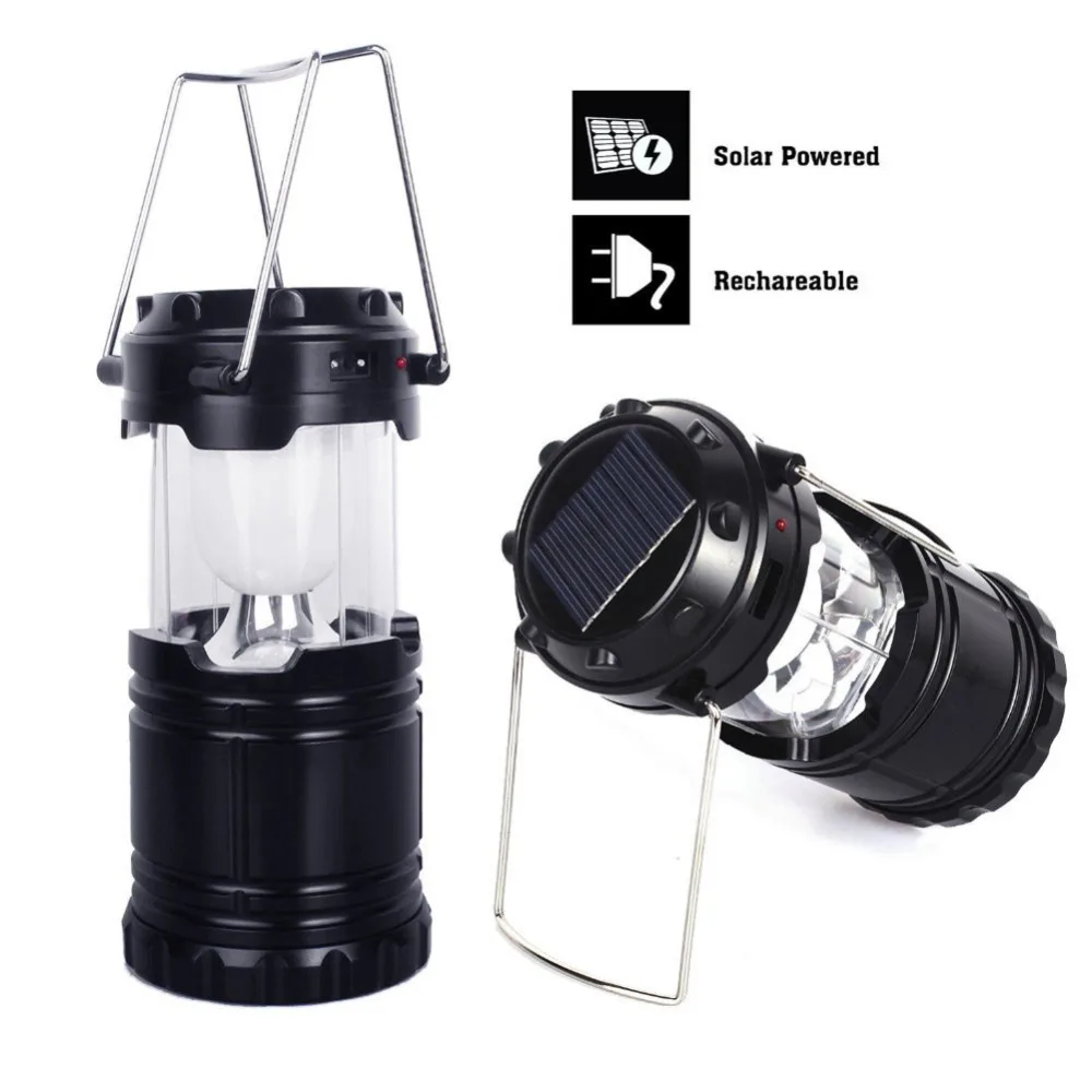 Black Portable Solar Charger Lantern Emergency Camping Lanterns Waterproof Rechargeable Hand Crank Light Lamp