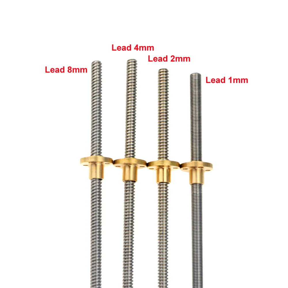 3 шт./лот 3d принтер THSL-400-8D трапециевидный стержень свинцовый винт Резьба 8 мм T8 Lead8mm Length100mm200mm300mm400mm500mm с латунной гайкой