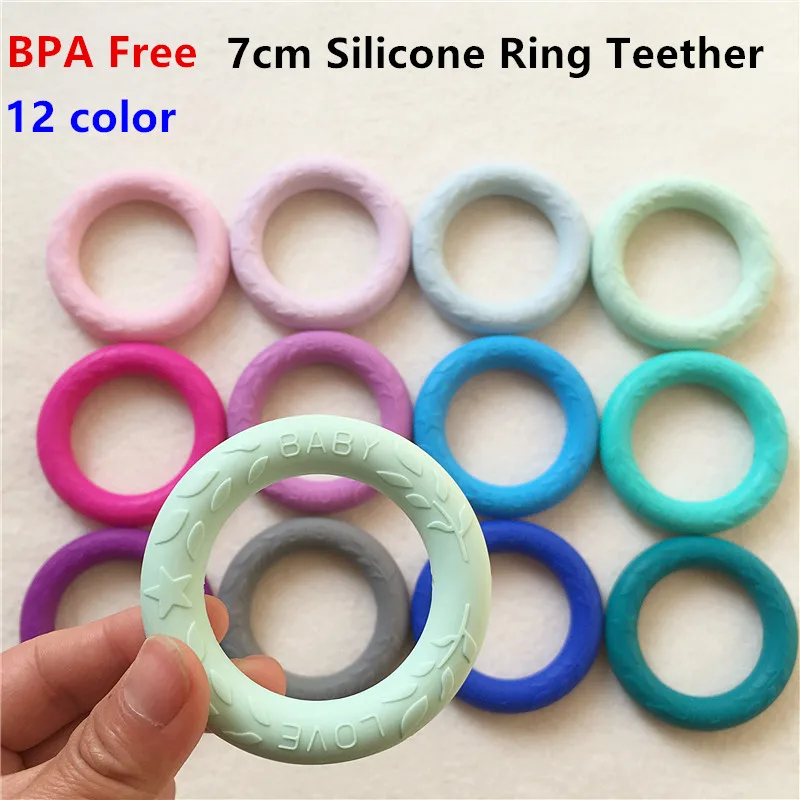 

2PCS BPA Free O shape Silicone Ring Teether DIY Chewable Pendant Necklace Beads Baby LOVE Concave Pacifier Dummy Teethering