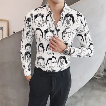 

Han edition cultivate morality fine hair men shirt long sleeve shirt style ICONS club 811 - P55 flower shirt