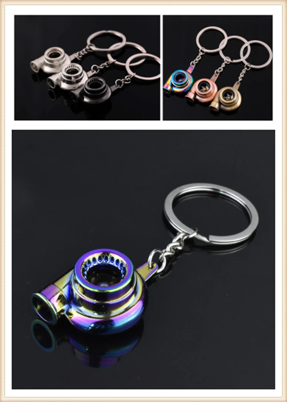 Car tuning accessories turbocharger metal keychain personality pendant for Honda Pilot Insight HR-V CR-V Odyssey Jazz Fit