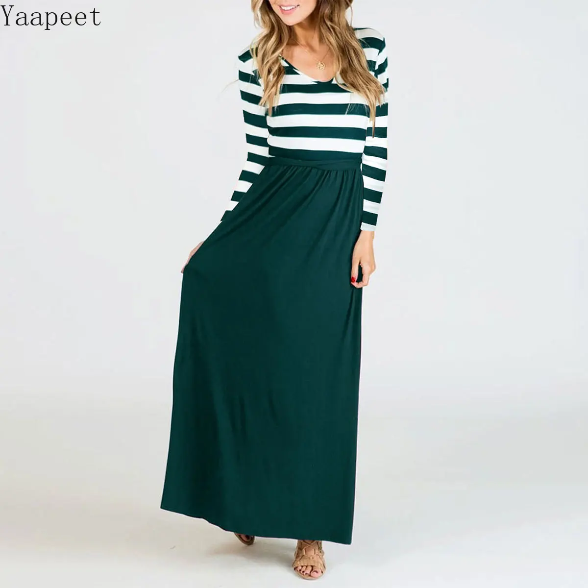 

Women Spring Autumn Beach Boho Maxi Dress 2019 Brand Pink Striped Long Dresses Feminine Pockets Plus Size 2XL Sundress