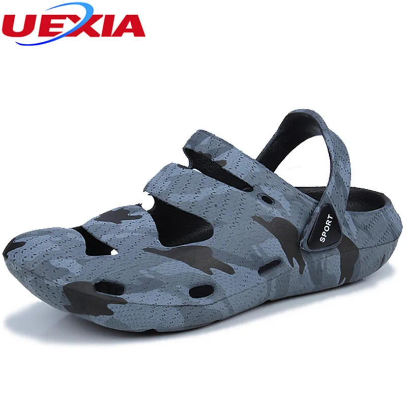 

UEXIA New Summer Men Fashion Slides Casual Slippers Shoes Outdoor Beach Breathable Slipper Flats Water Sandalias Zapatos Hombre