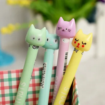 

0.3mm Kawaii Plastic Ink Creative Gel Pen Cartoon Cat Neutral Pens For School Writing Office Supplies Pen Cute Korean Stationery