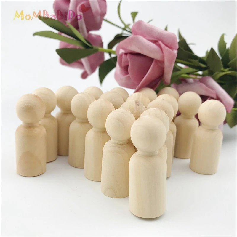 

25Pcs Wooden Little People Woodworking Craft Party Supplies DIY Waldorf Toy Blocks Educational Toy for Christmas Kids Gifts