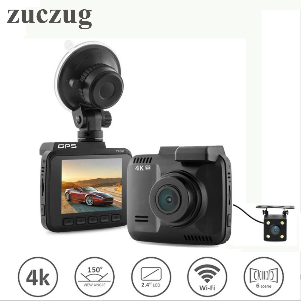 

ZUCZUG WiFi Car DVR Recorder Dual Cameras Dash Cam G-sensor Original Novatek 96660 Camera Built in GPS Camcorder4K 4K 2880x2160P