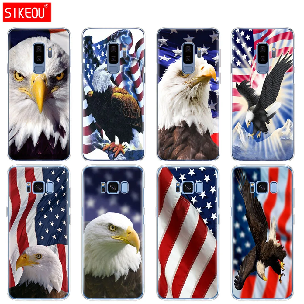 silicone case for Samsung Galaxy S9 S8 S7 S6 edge S5 S4 S3 PLUS phone cover Eagles Flag of United States American | Мобильные