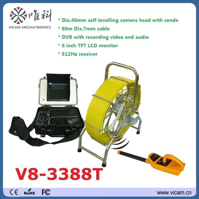 

Made in China 512Hz locator underground water pipe leak detection pipeline tube pipe inspection camera V8-3388T