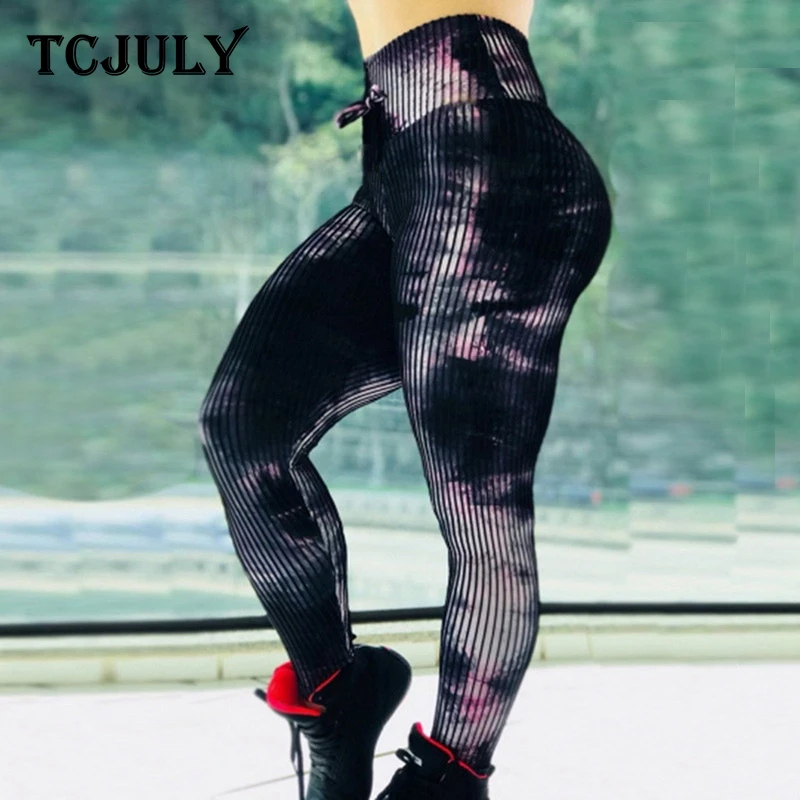 Женские леггинсы с абстрактным принтом и высокой талией TCJULY дышащие