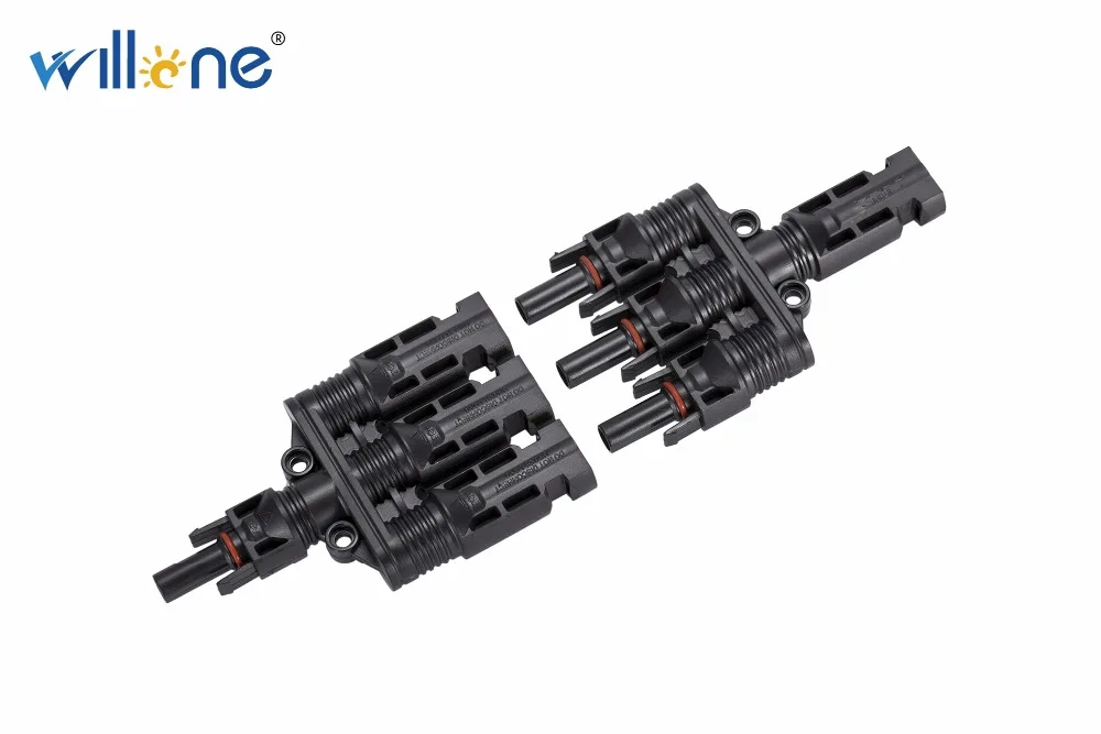 

Willone 1 pair free shipping MC4 1 to 3 T branch solar connector.1Male+3Female&1Female+3Male Three Branch Solar Connector