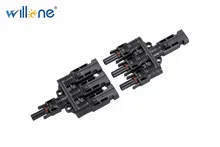 Willone 1 pair free shipping MC4 1 to 3 T branch solar connector.1Male+3Female&1Female+3Male Three Branch Solar Connector