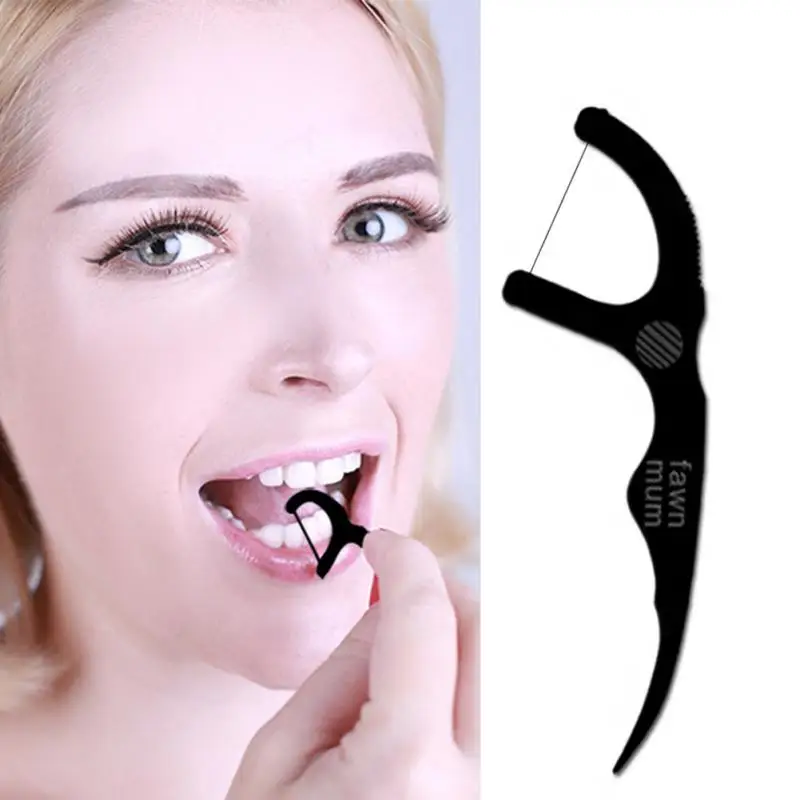 

50pcs Floss pick Care Toothpick Teeth Floss Bamboo Charcoal Floss pick