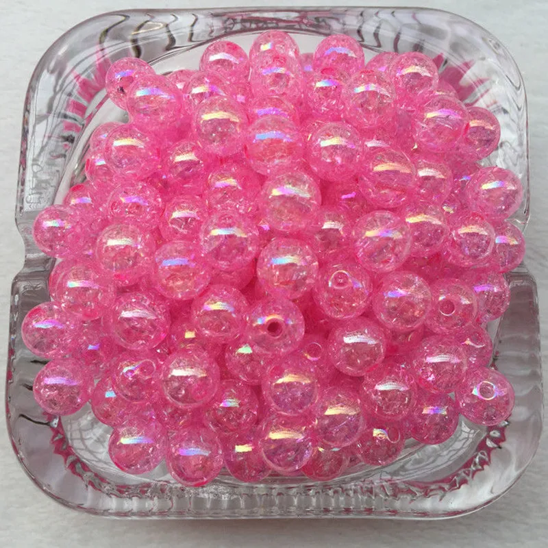

40pcs 8mm Rose AB Chunky crack Beads Jewelry Bubblegum Necklace