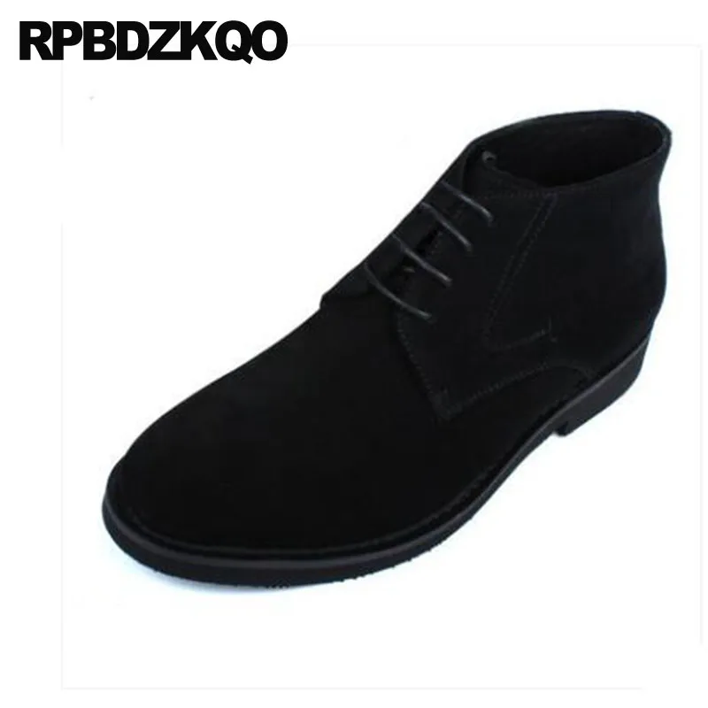 Botines Calidad Partido Los Hombres Otoño Alta Zapatos Diseñador Vestido Formal Lace Genuino De Suede Black Oxford brown Business Cuero Up Grueso fqwp8xnF