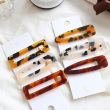 Женские Винтажные заколки для волос в Корейском стиле с изображением торти, геометрические прямоугольные заколки в форме капли воды, заколки для волос в стиле ретро с леопардовым принтом