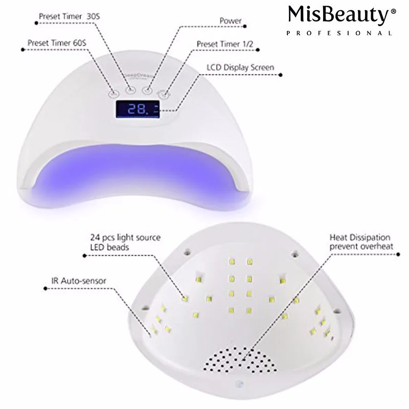 SIMINAIL UV LED Nail Lamp 48w for 2 Hands Drying Curing US Plug AU with LCD Display for Nails Art Beauty 405nm Lampara UV