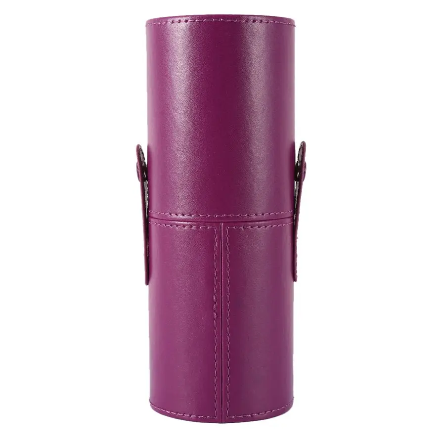 Пустые портативные дорожные кисти для макияжа, Круглый держатель для ручек, косметический чехол из искусственной кожи, держатель для кистей, контейнер для хранения - Handle Color: Purple