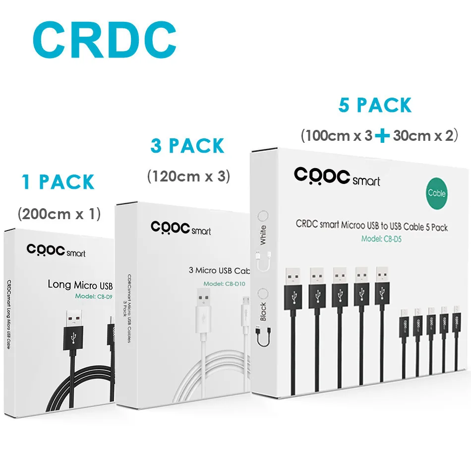 30 modo Cable Micro USB 2A 1/3/5 pack de carga rápida rápido de carga de sincronización de datos de teléfono móvil Android Cable para Samsung Huawei Xiaomi etc.