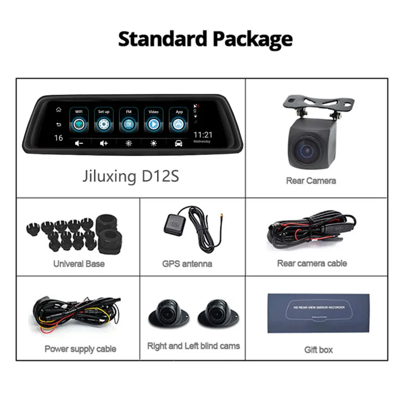 Jiluxing D12S четыре камеры 1" 4G Автомобильная камера зеркало 1080P Android gps навигация Автомобильный видеорегистратор ADAS wifi видеорегистраторы