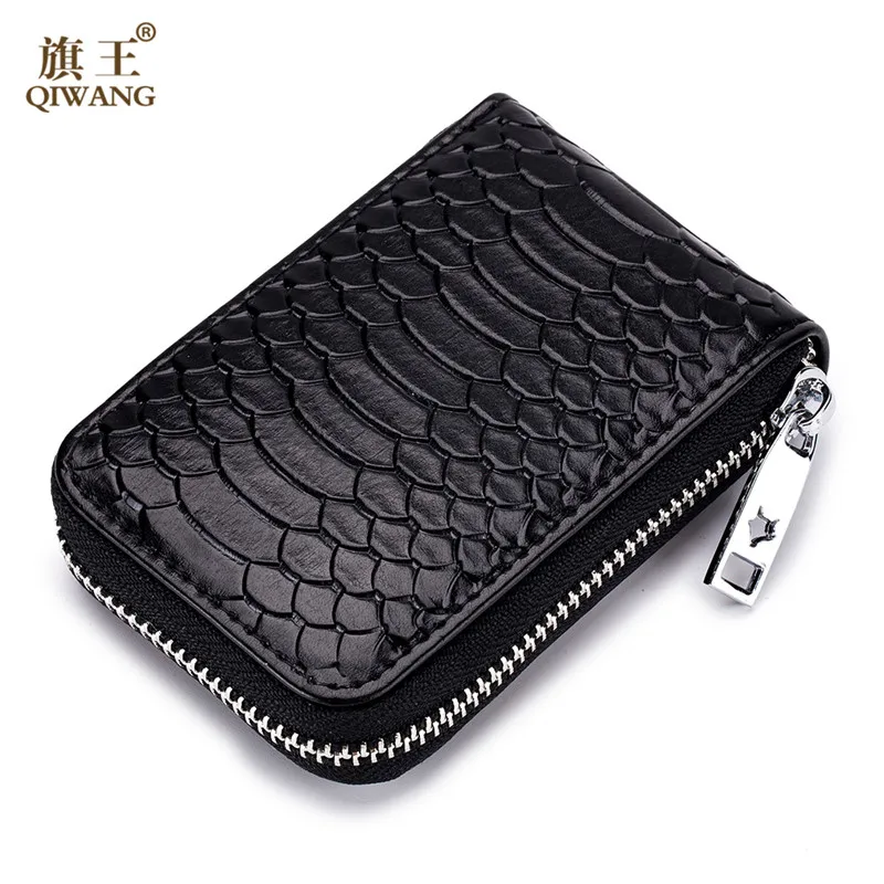 

Snake Women Credit Card Holder Genuine Leather Accordion Zipper Slim Card Wallet Rfid Unisex Cardholder Wallet For Card Female