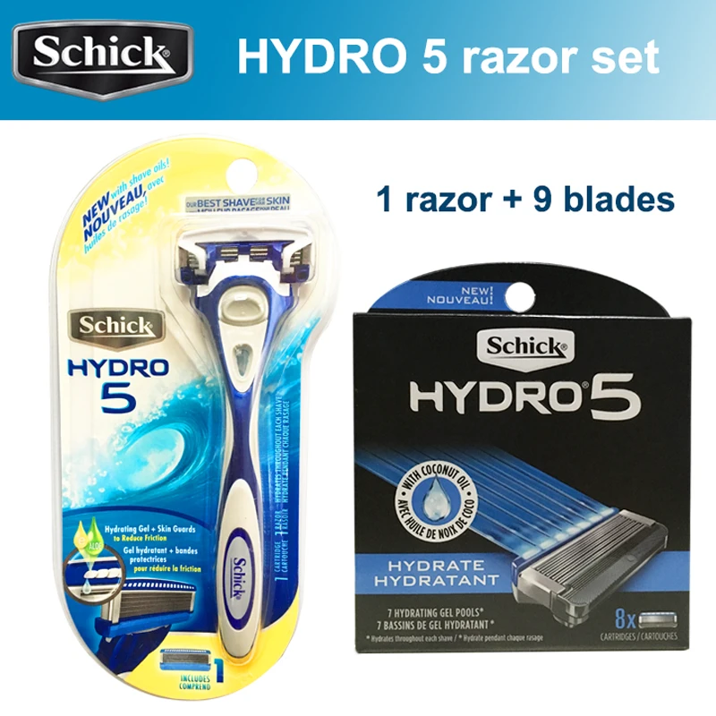 Новинка, набор лезвий для бритья Schick Hydro 5(9 лезвий+ 1 Бритва), лучший ручной набор бритв для мужчин