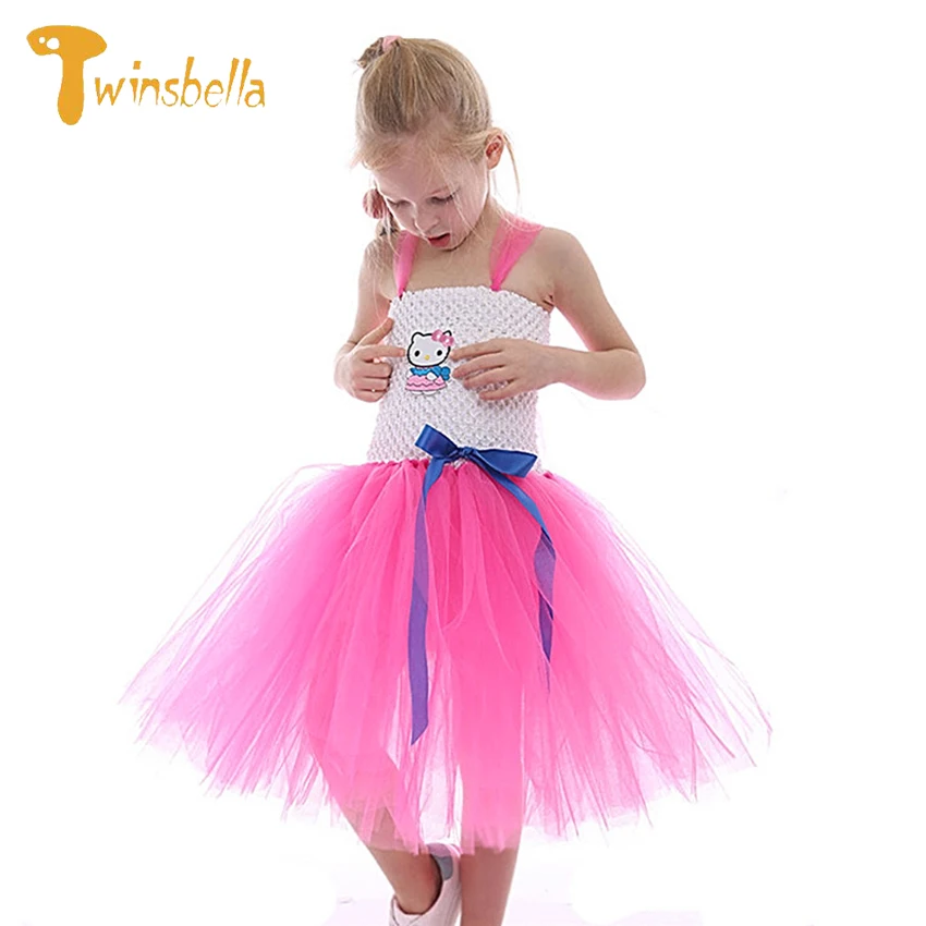 Girl Princess Dress Hello Kitty Tulle Dress For Girls Elegant Toddler Kids Dress Up Clothes Birthday Party Cinderella Costume 6T