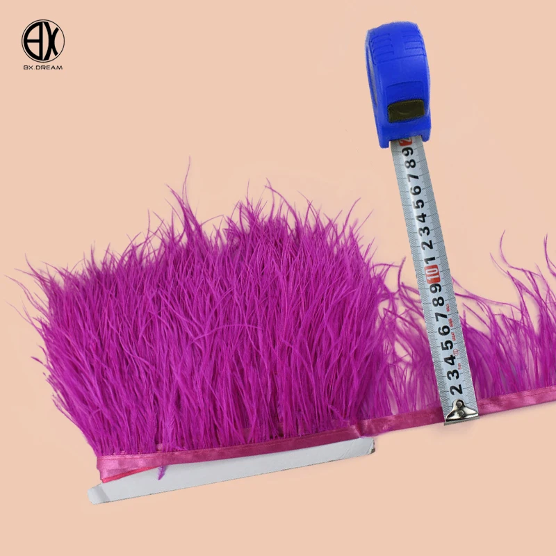 

quality 5 meters 10 meters 8-10cm rose Red ostrich feather trimming ribbon DIY needlework Fringe decoration feathers for crafts