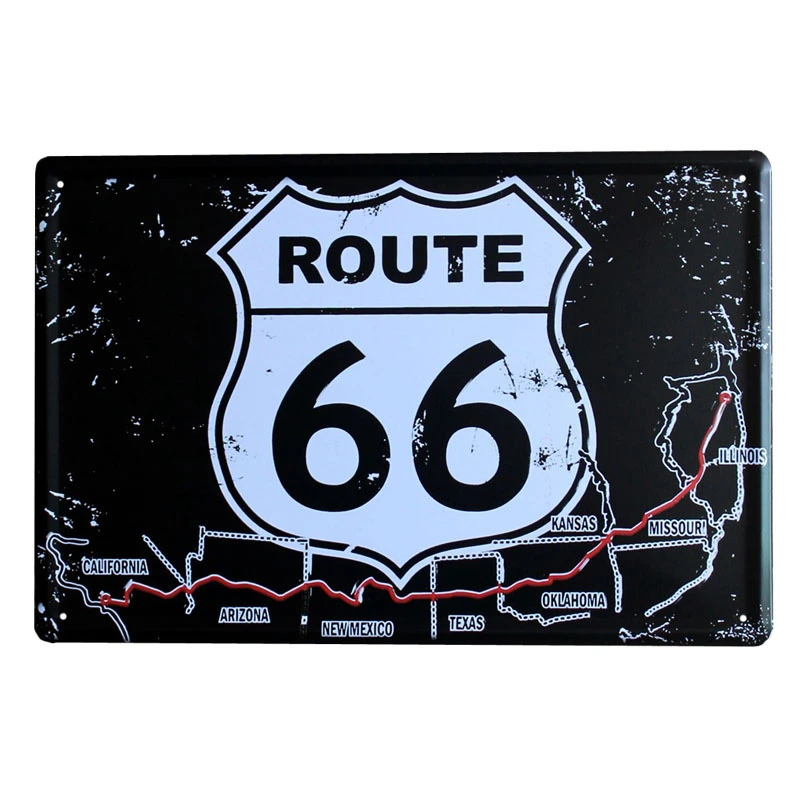Художественный плакат A881 карта США Route 66 страна автомобиля лицензии Ретро Металл