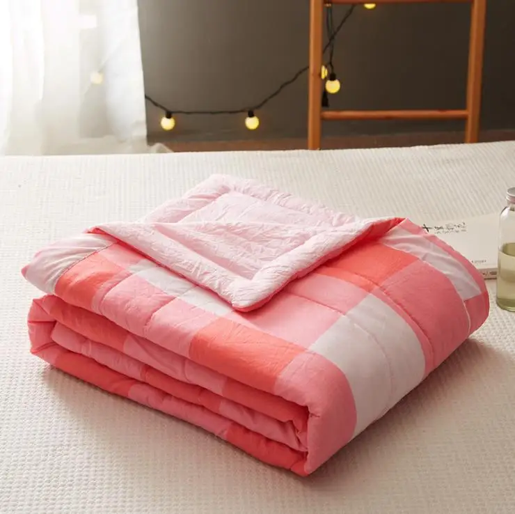 Новое Полосатое клетчатое летнее стеганое одеяло, тонкое одеяло для взрослых и детей, лоскутное покрывало на кровать