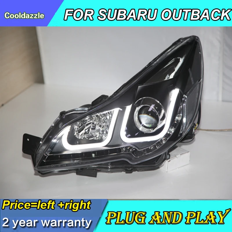 

For SUBARU OUTBACK LEGACY LED Headlight Front Lamps 2010 2011 2012 2013 Year With Daytime Running Lights Double U Style
