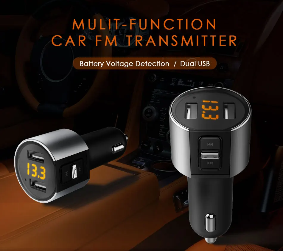 VANJEW C26S автомобиля Bluetooth FM передатчик 5В/3.4A двойной Порты usb Зарядное устройство Поддержка карт флеш-накопителей MP3 плеер передатчик для автомобиля телефонные звонки в режиме Hands-free